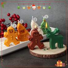 4 PEÇAS Moldes de Vela de Silicone de Árvore de Natal + Alce + Homem + Boneco de Neve + Homem de Gengibre, Molde de Resina Epóxi, Formas Fofas DIY, Artesanato de Vela Festiva de Natal para Cimento e Trabalhos Artísticos em Gesso Aromático, Ideia de Presente Perfeita