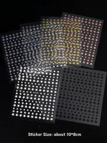 闪亮激光金属银色星星烫金美甲贴纸金色黑白玫瑰金五角星天空指甲贴花自粘 Y2K 指甲饰物美甲装饰 DIY 美甲用品