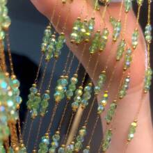 1m Fashionable Stainless Steel Bead Chain With Colorful Glass Beads, Handmade Necklace Bracelet Jewelry DIY Supplies