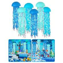 3pcs Pink Purple Blue Hanging Jelly Fish Paper Lanterns, Gradient Colorful Paper Lanterns, Jellyfish Paper Lanterns, For Mermaid Theme Party, Under The Sea Ocean Birthday Decorations, Under The Sea Theme, Ocean & Beach Room Hanging Decor, Shower Room Garland Mermaid Party Decoration, Colorful Hanging Streamers Suitable For Birthday Baptism Weddi - Multicolor - View 1