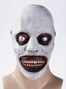 1 Stück Halloween Maske aus natürlichem Latex, wiederverwendbar, mit weißen Augen und lächelndem Ausdruck, skurrile Latex-Maske, unheimliche Maske, Party Rollenspiel Kostümzubehör, Feiertagsparty Verkleidung Requisiten