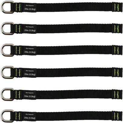 Ergodyne Squids 3700 Web Tool Tail Attachments, 6-Pack, 2 Pounds, Short Length|25,Black