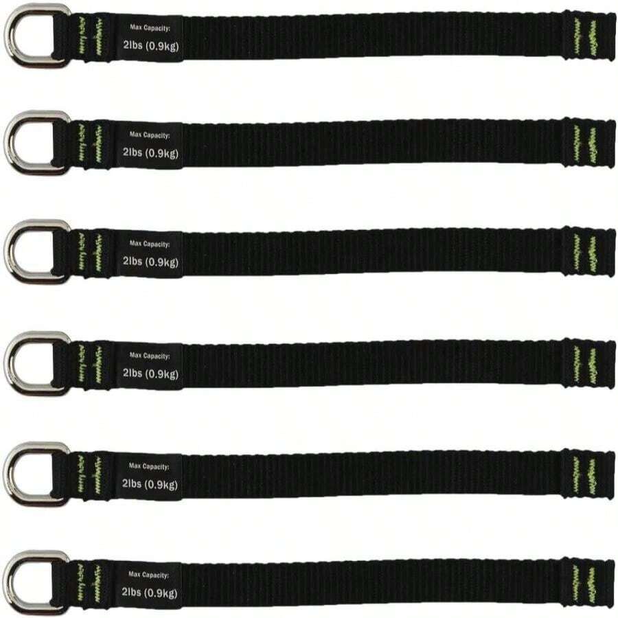 Ergodyne Squids 3700 Web Tool Tail Attachments, 6-Pack, 2 Pounds, Short Length|25,Black