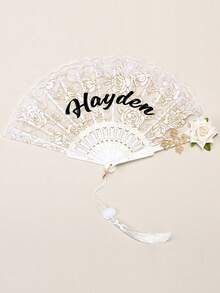 Custom Name Lace Folding Fans ,Custom Personalized Wedding Souvenir,Custom Vintage Rose Lace Folding Fan Elegant Black Hand Fan,Suitable For Wedding Favors, Suitable For Parties & Weddings, Birthday, Mother's Day, Easter And Other Occasions,Compact Design For Easy Travel ,Ornamental Fashionable. - Multicolor - View 8