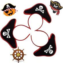 3 Peças, Tiara com Crânio de Pirata de Halloween, Acessórios de Fantasia e Cosplay de Mascarada de Halloween, Acessório para Cabeça, Suprimentos Diários para Festa, Suprimentos para Festa em Casa, Presentes de Festa, Suprimentos para Feriados, Suprimentos para Festivais, Suprimentos Domésticos, Decorações de Halloween