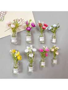 8pcs Mini Vase Magnets - 2026 New Cute Mini Fridge Magnets 3D Vase Funny Fridge Accessories Kitchen Decor (Multi-Color) Holiday Gift - Color Mixing - View 3