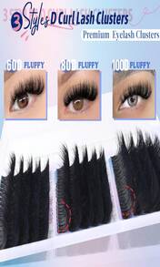 Yaiseiko Fluffy Lash Clusters Kit 80P Volume Lash Extension Kit Individual Left_Right Cluster Eyelash Extension Kit D Curl Thick Left_Right Lash Clusters Lash Bond And Seal And Lash Tweezers(7-18mm) - 03 60D+80D+100D(14-22MM) - 查看 3
