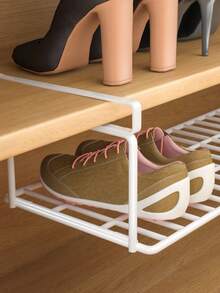 Expandable Under Cabinet Shelf,Foldable Shoe Rack, Extendable Under Shelf Storage With Removable Wire-Like Back For Pantry Cabinet, Laundry Room, Shoe Rack. Layered Partition, Shoe Rack, Hanging Basket, Storage Rack, Organizing Shoe Rack, No Drilling, Large Capacity - Multicolor - View 3