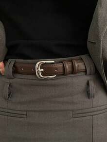 2件套女士简约银色扣皮带套装，休闲时尚学院风，适合搭配裙子，夏季、秋季、万圣节皆宜的束腰带 - 彩色 - 查看 5