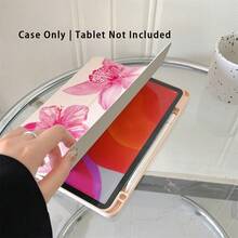 Flower 1 Piece Light Beige Background & Pink Floral Patterns - Fresh And Gentle Protective Folio Tablet Cases With Pen Holder, Compatible With IPad 10.9/10.2/ Air 5th Gen/Pro11/10th/9.7/Air 2/Compatible With IPad (7th Gen)/ Compatible With IPad (8th Gen)/Compatible With IPad Air 4/5/Compatible With IPad Pro 11/Compatible With IPad 10th Generation 10.9-Inch 2022 Smart Case/Compatible With IPad Air 13(M3 2025)/Compatible With IPad Air 11(M3 2025)/Compatible With IPad Air 11(M3 2025)/Compatible With IPad 11(A16 2025), Auto Sleep/Wake Function/Stylish Tablet Accessories