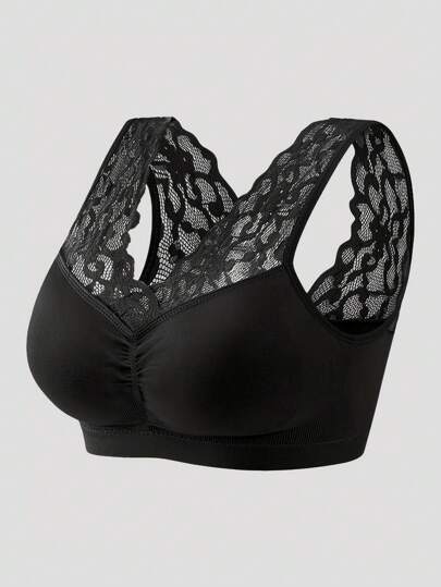 Plus Size Wirefree Side Shaping High Elasticity High Support Bra, Lift