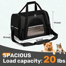 Secure Zipper Anti-Escape Pet Carrier Backpack | Spacious Ventilated Foldable Cat/Dog Travel Bag | Car & Airline Approved Collapsible Cage With Breathable Design - màu đen - Xem 3