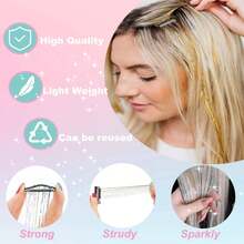 Bộ 6 kẹp tóc lấp lánh, 23,6 inch, kẹp tóc nối lấp lánh chịu nhiệt, phụ kiện tóc lấp lánh kiểu cổ tích, dành cho nữ (Màu hồng sáng) - Màu Hồng Tươi - Xem 4