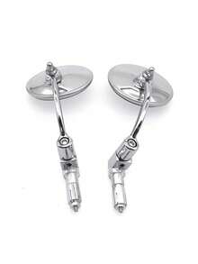 2pcs Motorcycle Chrome Aluminum Universal 7/8" 22mm Handle Bar End Side Rear View Mirrors Offroad Cafe Racer Scooter Offroad Bike - Silver - View 9