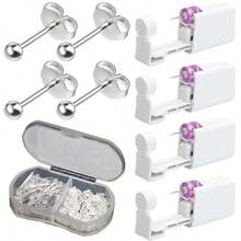5pcs Ear Piercing Kit With Plastic Earrings For Ear Infection,Disposable Ear Piercing Gun Built-In Earrings Stud