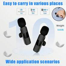 Wireless Earpiece-Style Microphone And Clip-On Microphone Compatible With Iphone And . Plug-And-Play 2.4G High-Speed Low-Latency Built-In Noise Reduction Chip. Suitable For Video Recording, Interviews, Podcasts, And Video Blogs. Usage Duration: 8 Hours. Battery Capacity: 50mAh. - IOS - View 6