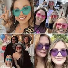 1/2/4/8 Pairs Heart Shaped Candy Color Frameless Funny Glasses, Essential For Party, Birthday, Beach, Bestie Gathering