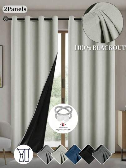 两片装遮光窗帘，100% 防水，隔热，阻挡紫外线，适用于豪华客厅、卧室、家居装饰、圣诞装饰、圣诞礼物