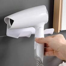 1pc Blow Dryer Holder, No Drill Portable Installation, Bathroom Hair Dryer Mount, Multi-Functional Stand, With Adhesive Hook Included