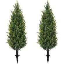 3FT Artificial Cedar Topiary Trees With Ground Spike, UV Resistant Fake Evergreen Bushes Shrubs Trees Artificial Plants Realistic Faux Cypress Plants For Indoor Outdoor Front Porch Garden - Multicolor - View 2