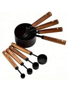 Stainless Steel Measuring Spoon Set, Multi-Functional Kitchen Tool, Stainless Steel Measuring Cup With Acacia Wood Handle, Measuring Spoon Set Is A Baking Tool Suitable For Dry Goods And Liquids, DIY Seasoning Spoon, Perfect Gift For Baking Friends