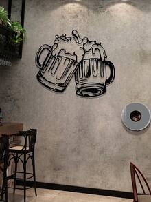 1pc Of "Cheers" Beer Glass Metal Wall Art, Metal Sign With Beer Glass Silhouette, Durable Indoor/Outdoor Wall Decoration, Suitable For Home, Bar, Cafe, Party, Restaurant, Kitchen, Etc., Perfect Gift For Beer Lovers, Halloween, Thanksgiving, Christmas Gift, Ideal Holiday Gift