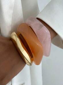 1pc Colorful Retro Exaggerated Square Resin Bracelet, Suitable For Daily, Party, Beach Wear