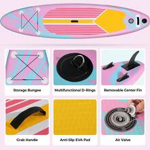 Stand Up Paddling Board 305cm Adults Inflatable Stand Up Paddle With All Accessories, For All Skill Levels, 200kg Load Capacity For 2 People - 粉色 - 查看 5