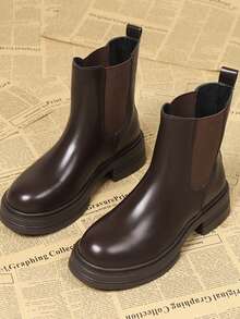 Chelsea Women 2025 Spring/Autumn Classic Boots, Retro British Style Round Toe Thick Sole Short Boots, Versatile & Fashionable