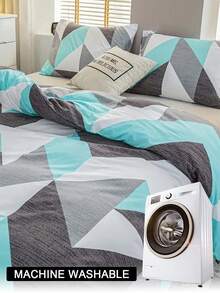 3pcs Geometric Pattern Duvet Cover Set (1 Duvet Cover And 2 Pillow Shams), Soft And Skin-Friendly, Suitable For All Seasons - Multicolor - View 10