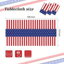 4th Of July Decorations Patriotic Tablecloth 2 Pack 54 X 108 Disposable American Flag Plastic Tablecloth Party Table Cloth For Independence Day Accessories - 美國國旗 - 查看 3