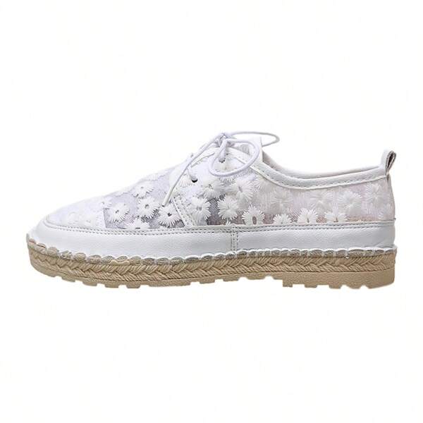 Women's Lace-Up Loafers, Solid Color Fabric Penny Loafers, Flat Toe, Comfortable For All Seasons, PVC Sole, Washable - Casual Flat Shoes