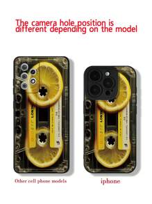 Funda de teléfono a prueba de golpes con borde recto y diseño minimalista de cinta de limón negra, compatible con iPhone 15/IP16 PROMAX XR /7/8 iPhone15Promax/12PROMAX/13PROMAX/14PROMAX 13 14 11 12p14 11p12p XS.XR /78P.78GES2, compatible con A134G A22 A21S A514G A52 S22 ULTRA A335G, compatible con Redmi 10 Redmi Note 114G Redmi 11Lite A53tpuA14 /A23/S23ULTRA S24 A14 A15 S23 A73 Mi/Redmi