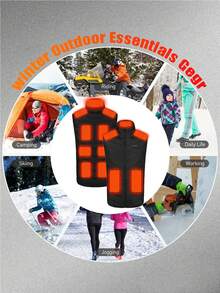 Veste chauffante casual pour hommes de couleur unie avec chauffage à double zone, vêtement d'extérieur chaud pour l'hiver