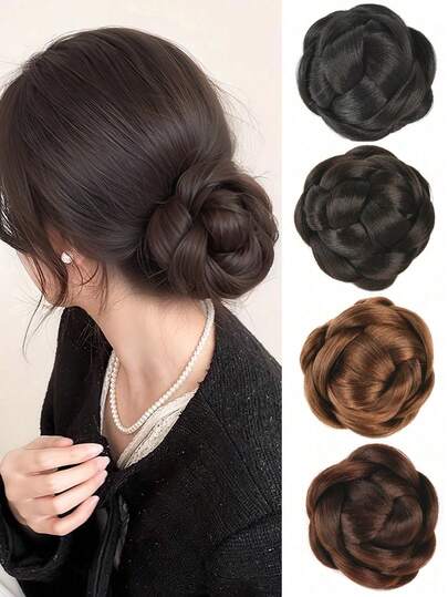 1pc Synthetic Wigs Grip Bun Synthetic Hairpieces Heat Resistant Hair Grasp And Clip The Flower Bud Head Suitable For Women's Daily Wear And Gatherings Hair Bun Hair Accessories Wig