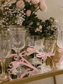 Set de 10 piezas/20 piezas Cintas decorativas de poliéster para tazas, cintas decorativas para tazas de color rosa, adecuadas para pasteles, decoración de vacaciones, casa de vacaciones y decoración de bodas, decoración del Día de San Valentín, decoración del Día de la Madre, decoración de graduación, envoltura de regalos, decoración de envasado de caramelos, decoración rosa