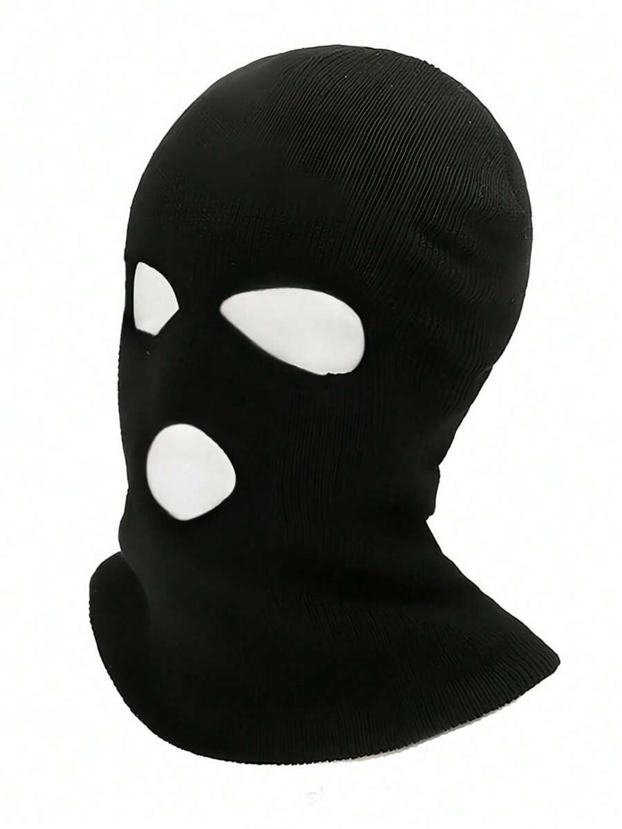 1件男女款开眼针织帽，防风保暖帽，防风保暖趣味设计帽，适合学生、青少年、礼物、礼品 - 黑色 - 查看 1