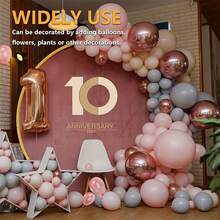 多功能圆形背景架，适用于婚礼、生日、周年纪念和毕业典礼。耐用铁质圆形婚礼背景架，配有快速拆卸夹，优雅派对装饰，适合生日派对。 - 金色 - 查看 2