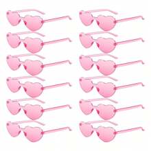1/2/4/8 Pairs Heart Shaped Candy Color Frameless Funny Glasses, Essential For Party, Birthday, Beach, Bestie Gathering
