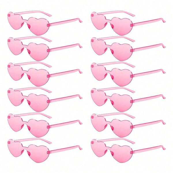 1/2/4/8 Pairs Heart Shaped Candy Color Frameless Funny Glasses, Essential For Party, Birthday, Beach, Bestie Gathering