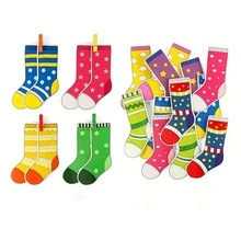 26/53pcs Children's Colorful Life Skills Matching Game - Mixed Color Educational Cognitive Toys, Paper Material, Suitable For Primary School And Kindergarten, Sock And Glove Pairing Game - Random Color Styles - Multicolor - View 8