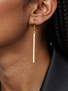 1 Pair Women's Minimalist Metal Bar Drop Earrings, Everyday Wear