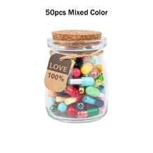 50pcs/Bottle Message Capsule Love Pills Rolled Paper Blank Notes Clear Wishing Bottle Capsule Pills Party Favorite Birthday Wedding Gift (With Wishing Glass Bottle) - Multicolor - View 20