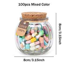 50pcs/Bottle Message Capsule Love Pills Rolled Paper Blank Notes Clear Wishing Bottle Capsule Pills Party Favorite Birthday Wedding Gift (With Wishing Glass Bottle) - Multicolor - View 16