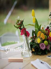 Bộ 20 chiếc bàn PMMA trong suốt có đế gỗ, trang trí tiệc cưới, tiệc tùng, sự kiện tự làm - Biển số bàn tiệc, bảng thực đơn, thẻ chỗ ngồi - đế gỗ có tấm Acrylic, đa năng sử dụng trong nhà và ngoài trời, trang trí đa năng - Trong suốt-Hình chữ nhật - Xem 2