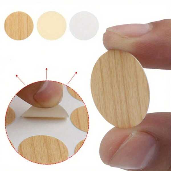 10pcs Furniture Screw Hole Cover Stickers - Self-Adhesive PVC Decorative Screw Caps For Cabinet, Shelf Repair, 21mm Plastic Hidden Screw Heads, Easy Application Wood Grain Effect Cover