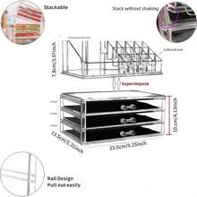 Transparent Makeup Organizer Drawers - Dust Proof, Stackable Tabletop Storage For Lip Gloss, Lipstick, Jewelry, With Clear View - Perfect Makeup Products Storage And Display
