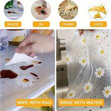 4pcs Waterproof Refrigerator Mats, Rectangular Anti-Moisture Pads, Washable Fridge Liners, Home Kitchen Placemats, Daisy And Lemon Pattern