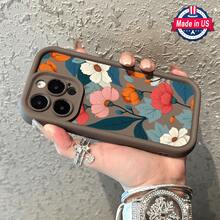 Funda para teléfono con vibrante estampado floral, nueva funda tipo escalera para ojos, compatible con phone 11, 12, 13, 14, 15, 16 PRO, 12, 13, 14, 15, 16 PLUS, X, XR, XS, resistente a arañazos, de silicona. - Negro - Ver 4