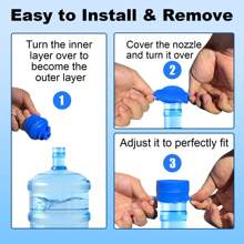 MYLOLF 1 pieza/2 piezas/3 piezas - Tapas para garrafas de agua de 3 y 5 galones, tapas de reemplazo reutilizables de silicona, tapas antiderrames para dispensadores de agua de botellas de 55mm